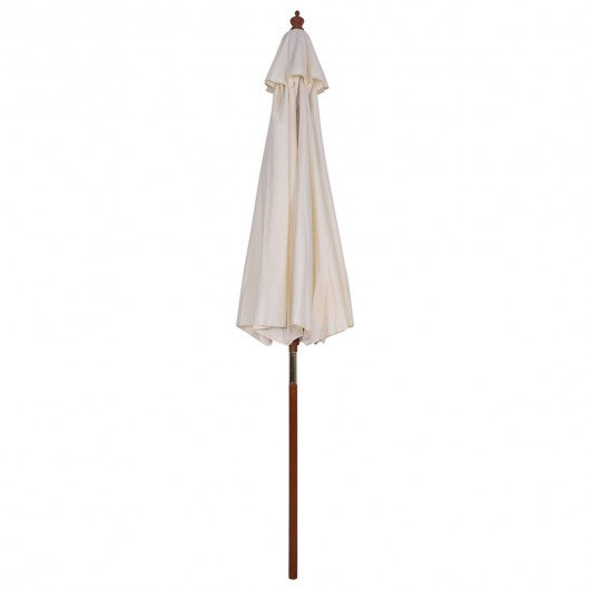 9' Adjustable Wooden Outdoor Umbrella Sunshade