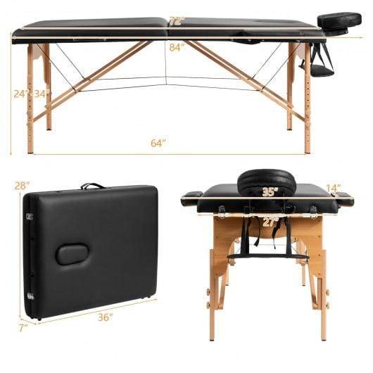 Starwood Rack Health & Beauty Portable Adjustable Facial Spa Bed  with Carry Case-Black