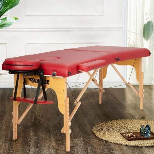 Starwood Rack Health & Beauty Portable Adjustable Facial Spa Bed  with Carry Case-Red