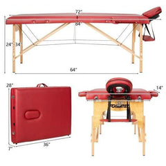 Starwood Rack Health & Beauty Portable Adjustable Facial Spa Bed  with Carry Case-Red