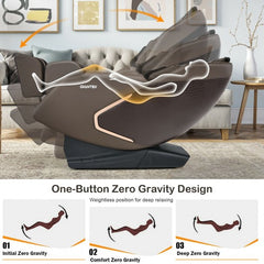 Full Body Zero Gravity Massage Chair with SL Track Heat Installation-free-Brown