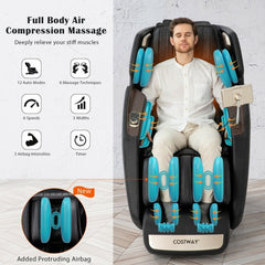 3D SL-Track Full Body Zero Gravity Massage Chair with Thai Stretch-Black