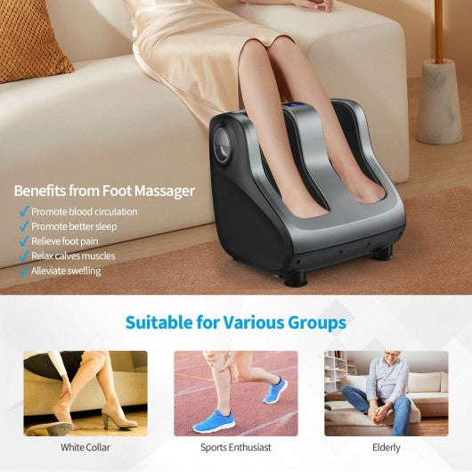 Shiatsu Foot and Calf Massager with Compression Kneading Heating and Vibrating -Gray