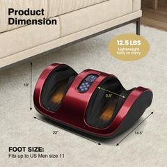 Shiatsu Foot Massager with Kneading and Heat Function -Red