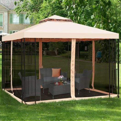 Image of Starwood Rack Canopies & Gazebos 10 x 10 ft 2 Tier Vented Metal Gazebo Canopy with Mosquito Netting