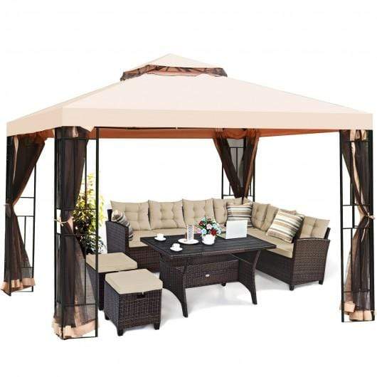 Starwood Rack Canopies & Gazebos 10 x 10 ft 2 Tier Vented Metal Gazebo Canopy with Mosquito Netting