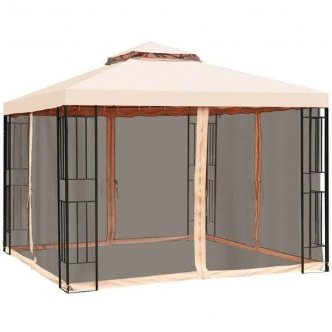 Image of Starwood Rack Canopies & Gazebos 10 x 10 ft 2 Tier Vented Metal Gazebo Canopy with Mosquito Netting