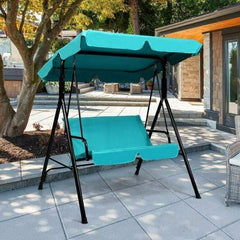 Starwood Rack Canopies & Gazebos Steel Frame Outdoor Loveseat Patio Canopy Swing with Cushion-Blue