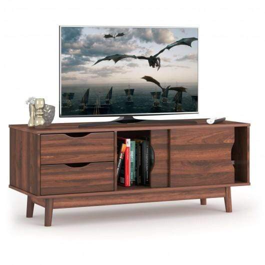 Starwood Rack Furniture TV Stand for TV up to 60" Media Console Table Storage with Doors-Walnut