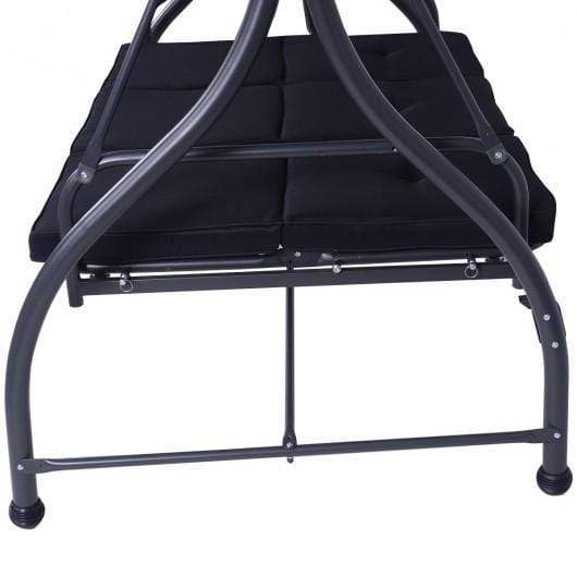 Starwood Rack Hammocks 3 Seats Converting Outdoor Swing Canopy Hammock with Adjustable Tilt Canopy-Black