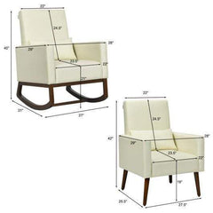 Starwood Rack Health & Beauty 2-in-1 Fabric Upholstered Rocking Chair with Pillow-Beige