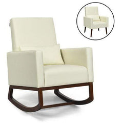 Starwood Rack Health & Beauty 2-in-1 Fabric Upholstered Rocking Chair with Pillow-Beige
