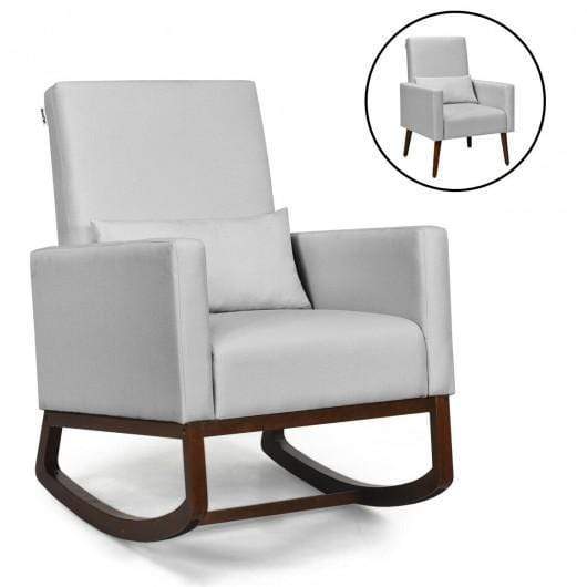 Starwood Rack Health & Beauty 2-in-1 Fabric Upholstered Rocking Chair with Pillow-Light Gray