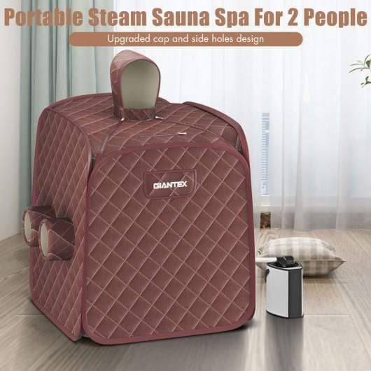 StarWood Rack Health & Beauty 800W 2 Person Portable Steam Sauna Tent SPA with Hat Side Holes 3L Steamer-Coffee