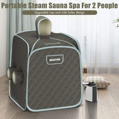 StarWood Rack Health & Beauty 800W 2 Person Portable Steam Sauna Tent SPA with Hat Side Holes 3L Steamer-Gray