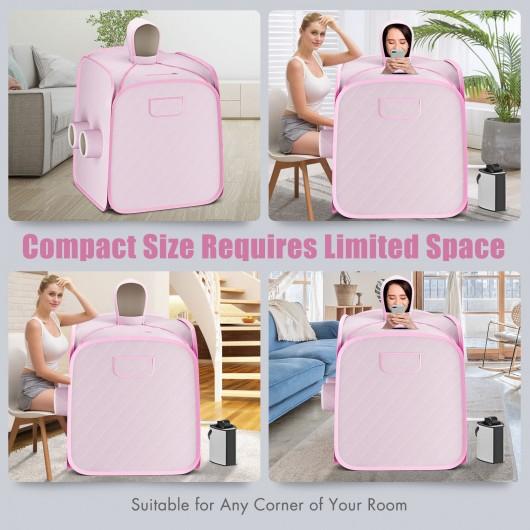 StarWood Rack Health & Beauty 800W 2 Person Portable Steam Sauna Tent SPA with Hat Side Holes 3L Steamer-Pink