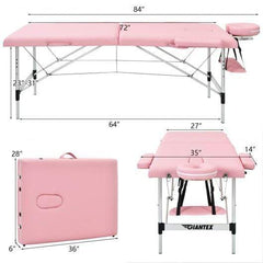 StarWood Rack Health & Beauty 84'' L Portable Adjustable Massage Bed with Carry Case for Facial Salon Spa -Pink