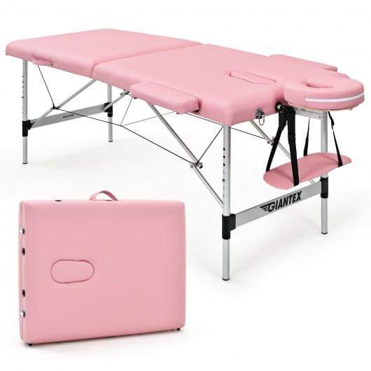 StarWood Rack Health & Beauty 84'' L Portable Adjustable Massage Bed with Carry Case for Facial Salon Spa -Pink