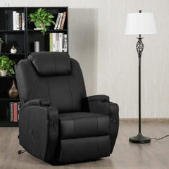 Starwood Rack Health & Beauty Electric Lift Power Recliner Heated Vibration Massage Chair-Black