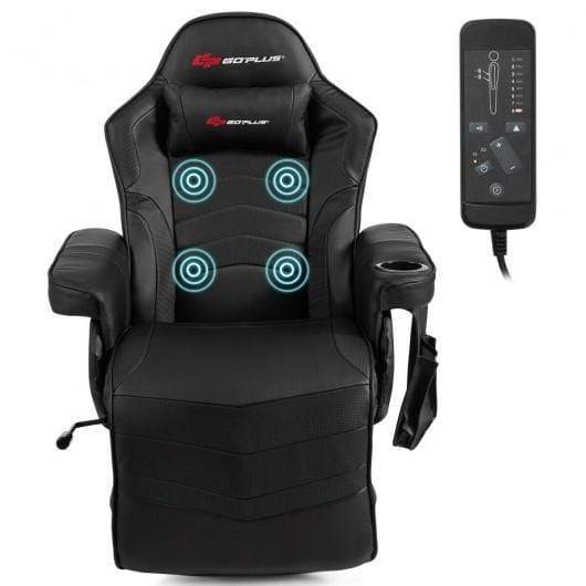 StarWood Rack Health & Beauty Ergonomic High Back Massage Gaming Chair with Pillow-Black