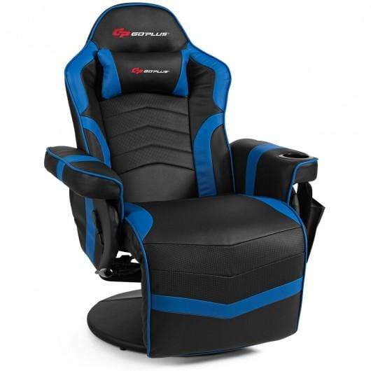 StarWood Rack Health & Beauty Ergonomic High Back Massage Gaming Chair with Pillow-Blue