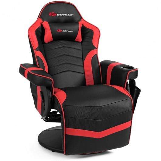 StarWood Rack Health & Beauty Ergonomic High Back Massage Gaming Chair with Pillow-Red
