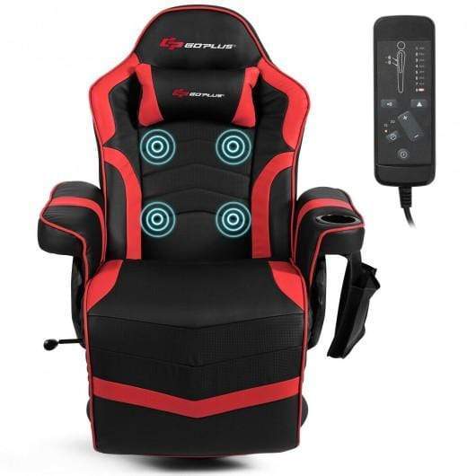 StarWood Rack Health & Beauty Ergonomic High Back Massage Gaming Chair with Pillow-Red
