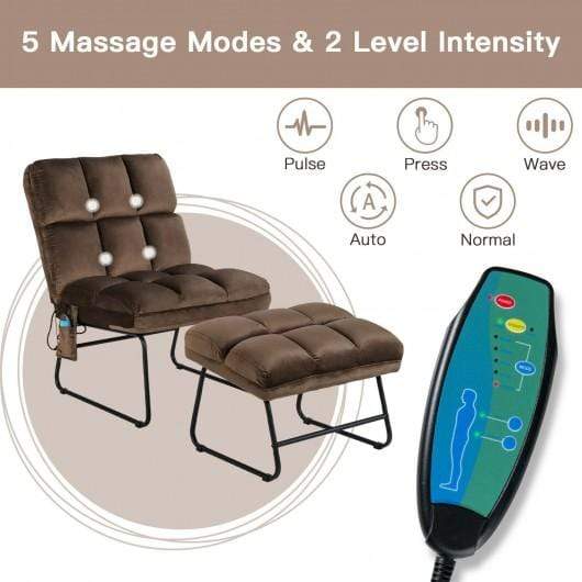 StarWood Rack Health & Beauty Massage Chair Velvet Accent Sofa Chair with Ottoman and Remote Control-Brown