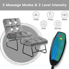 StarWood Rack Health & Beauty Massage Chair Velvet Accent Sofa Chair with Ottoman and Remote Control - Gray