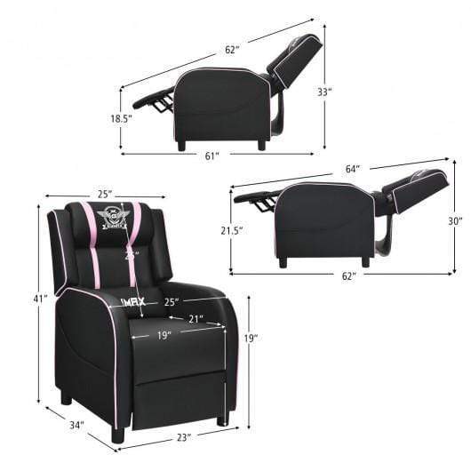 Starwood Rack Health & Beauty Massage Racing Gaming Single Recliner Chair-Pink