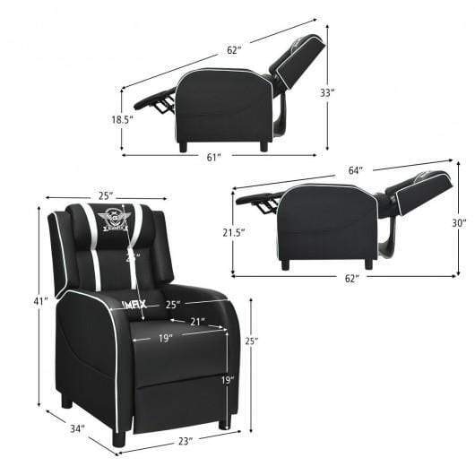 Starwood Rack Health & Beauty Massage Racing Gaming Single Recliner Chair-White