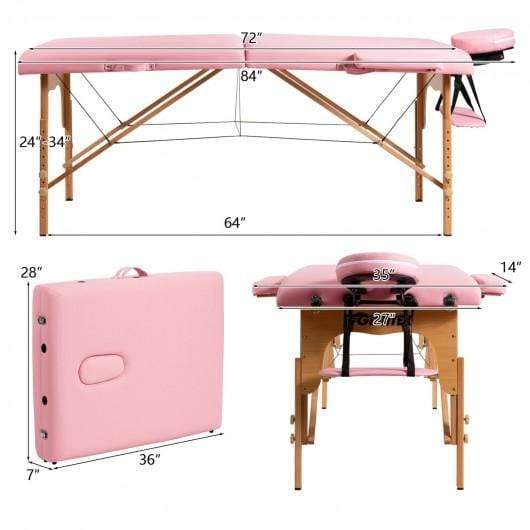 Starwood Rack Health & Beauty Portable Adjustable Facial Spa Bed  with Carry Case-Pink