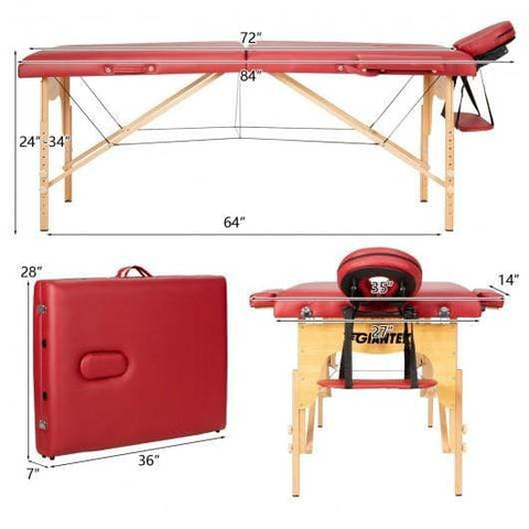 Image of Starwood Rack Health & Beauty Portable Adjustable Facial Spa Bed  with Carry Case-Red