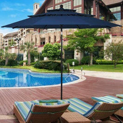 Starwood Rack Home & Garden 10' 3 Tier Patio Umbrella Aluminum Sunshade Shelter Double Vented without Base-Navy