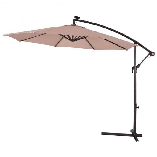 Starwood Rack Home & Garden 10"  Patio Hanging Solar LED Umbrella Sun Shade with Cross Base-Beige