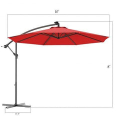 StarWood Rack Home & Garden 10"  Patio Hanging Solar LED Umbrella Sun Shade with Cross Base-Burgundy