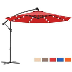 StarWood Rack Home & Garden 10"  Patio Hanging Solar LED Umbrella Sun Shade with Cross Base-Burgundy