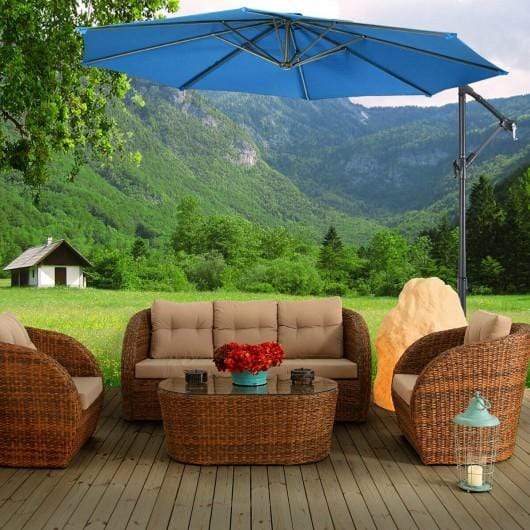 10' Patio Outdoor Sunshade Hanging Umbrella without Weight Base-Blue – StarWood Rack