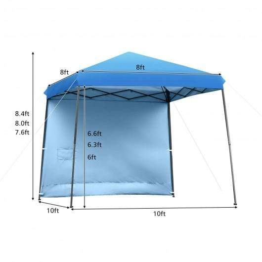 StarWood Rack Home & Garden 10 x 10 Feet Pop Up Tent Slant Leg Canopy with Detachable Side Wall-Blue