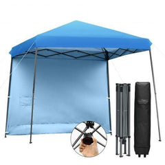 StarWood Rack Home & Garden 10 x 10 Feet Pop Up Tent Slant Leg Canopy with Detachable Side Wall-Blue