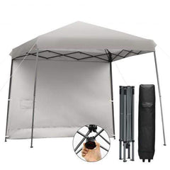 StarWood Rack Home & Garden 10 x 10 Feet Pop Up Tent Slant Leg Canopy with Detachable Side Wall-Gray