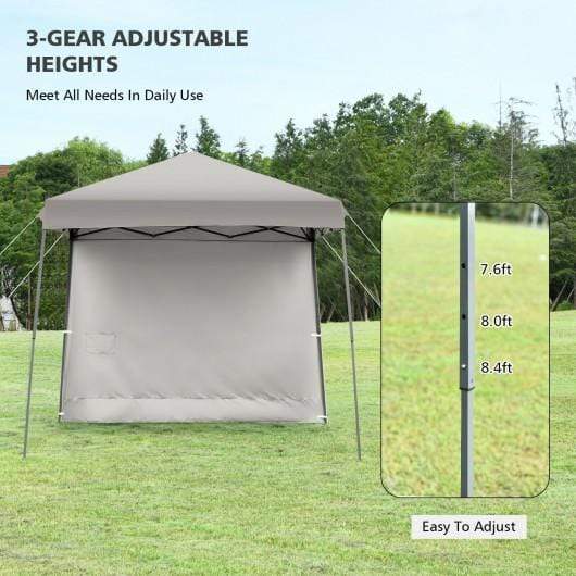 StarWood Rack Home & Garden 10 x 10 Feet Pop Up Tent Slant Leg Canopy with Detachable Side Wall-Gray