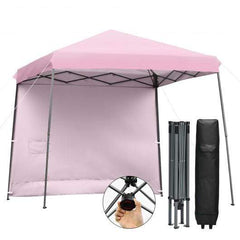 StarWood Rack Home & Garden 10 x 10 Feet Pop Up Tent Slant Leg Canopy with Detachable Side Wall-Pink