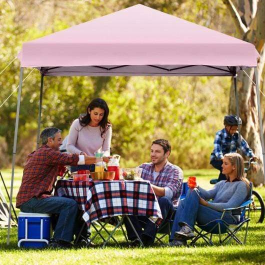 StarWood Rack Home & Garden 10 x 10 Feet Pop Up Tent Slant Leg Canopy with Detachable Side Wall-Pink