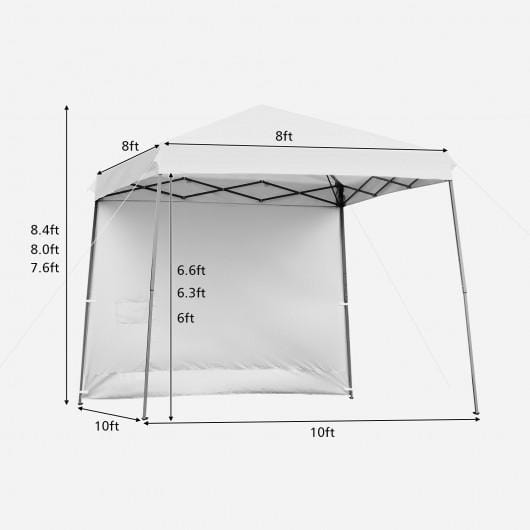 StarWood Rack Home & Garden 10 x 10 Feet Pop Up Tent Slant Leg Canopy with Detachable Side Wall-White