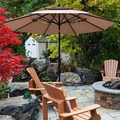 Starwood Rack Home & Garden 10ft 3 Tier Patio Umbrella Aluminum Sunshade Shelter Double Vented without Base-Beige