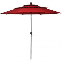 Starwood Rack Home & Garden 10ft 3 Tier Patio Umbrella Aluminum Sunshade Shelter Double Vented without Base-Burgundy