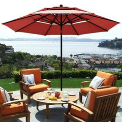 Starwood Rack Home & Garden 10ft 3 Tier Patio Umbrella Aluminum Sunshade Shelter Double Vented without Base-Burgundy