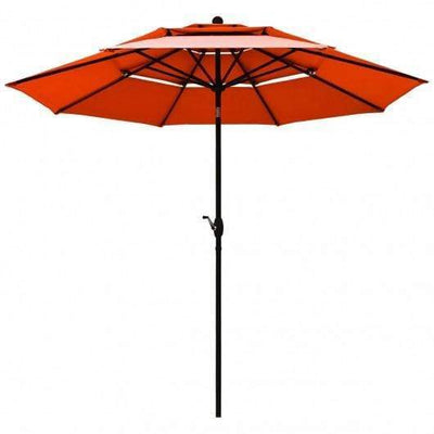 Starwood Rack Home & Garden 10ft 3 Tier Patio Umbrella Aluminum Sunshade Shelter Double Vented without Base-Red
