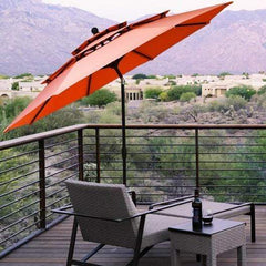 Starwood Rack Home & Garden 10ft 3 Tier Patio Umbrella Aluminum Sunshade Shelter Double Vented without Base-Red